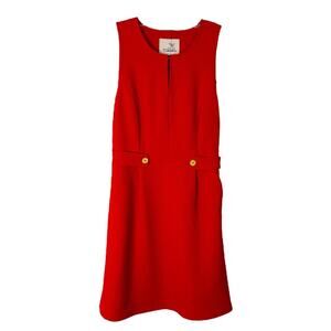 Tabitha red quilted texture button mod midi holiday Christmas office dress 12